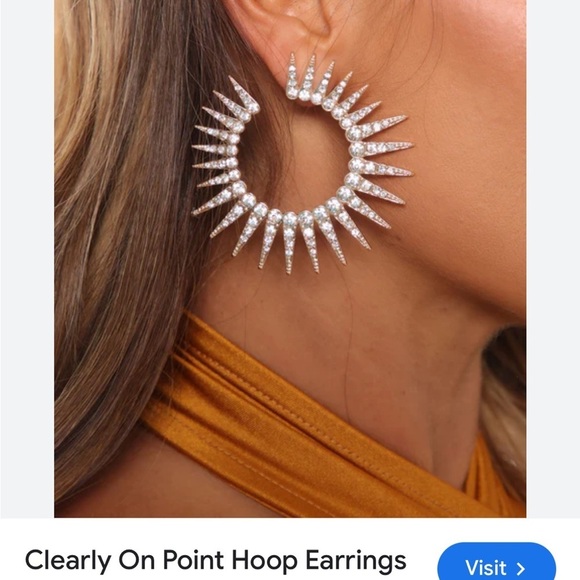 Anthropologie Rhinestone Spike Open Hoop Earrings - Picture 6 of 16